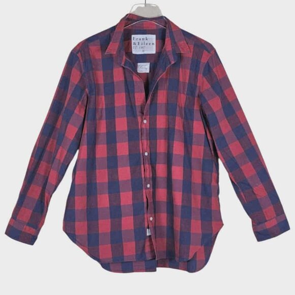 Frank & Eileen 'Frank' Buffalo Plaid Cotton Shirt $248 Red and Navy Size XL - Picture 2 of 10